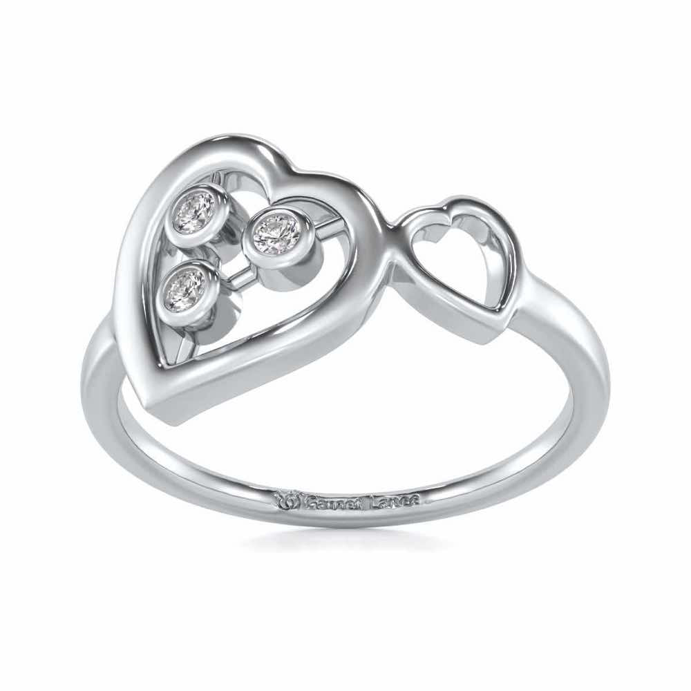 Love Heart Silver Ring - White Gold - Image 2