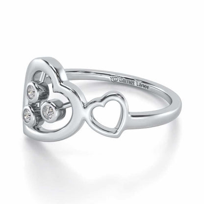 Love Heart Silver Ring - White Gold - Image 3