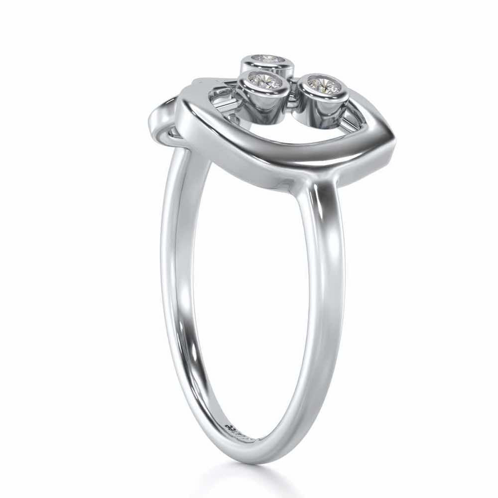 Love Heart Silver Ring - White Gold - Image 4
