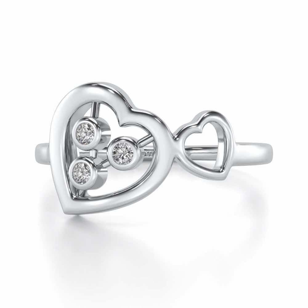 Love Heart Silver Ring - White Gold - Image 5