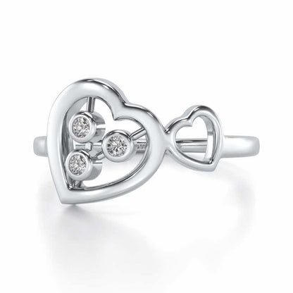 Love Heart Silver Ring - White Gold - Image 5