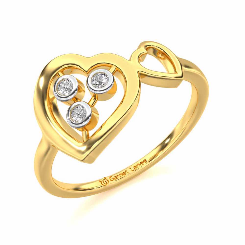 Love Heart Silver Ring - Yellow Gold - Image 1