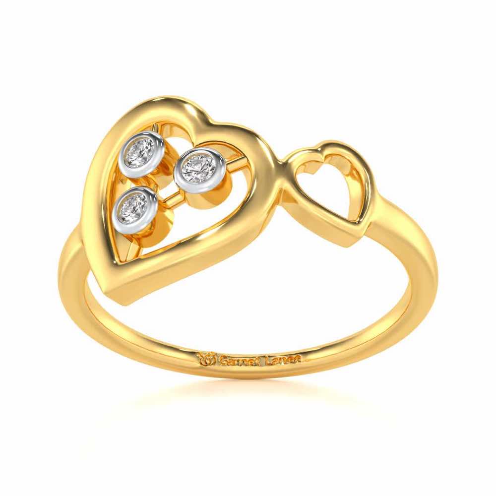 Love Heart Silver Ring - Yellow Gold - Image 2
