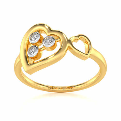 Love Heart Silver Ring - Yellow Gold - Image 2