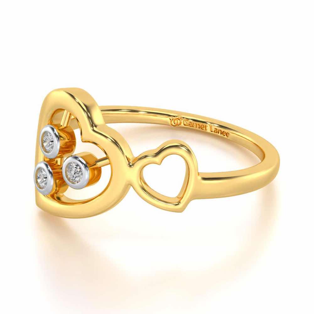 Love Heart Silver Ring - Yellow Gold - Image 3