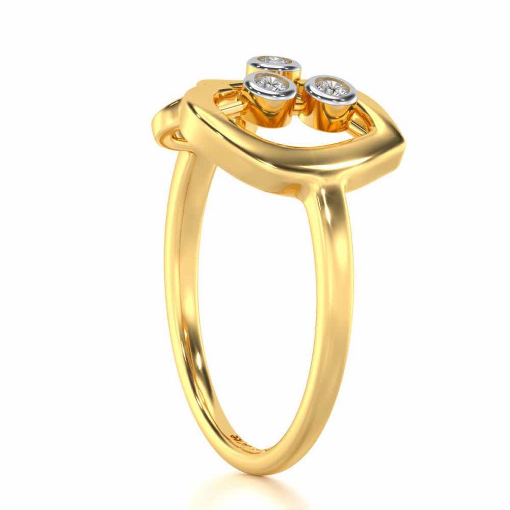 Love Heart Silver Ring - Yellow Gold - Image 4