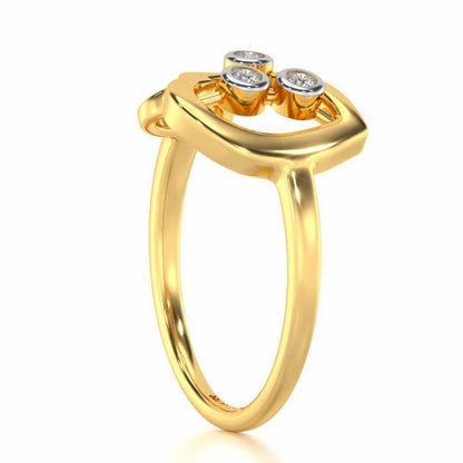 Love Heart Silver Ring - Yellow Gold - Image 4
