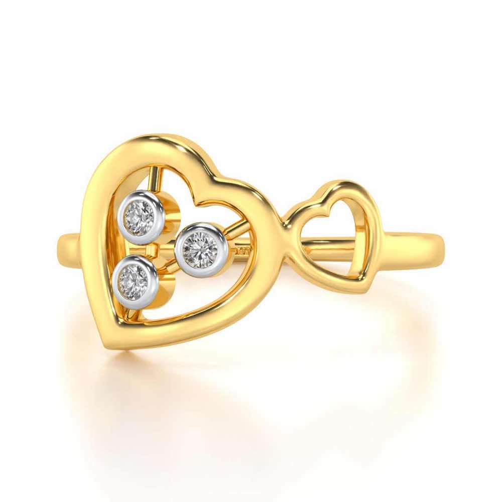 Love Heart Silver Ring - Yellow Gold - Image 5