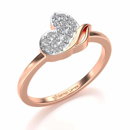Love Leaf Silver Ring - Rose Gold - Image 1