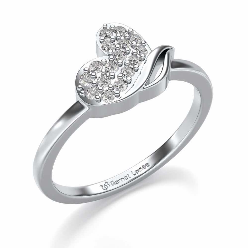 Love Leaf Silver Ring - White Gold - Image 1