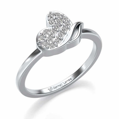 Love Leaf Silver Ring - White Gold - Image 1