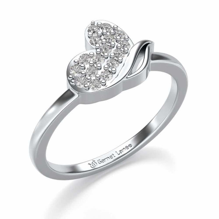 Love Leaf Silver Ring - White Gold - Image 1