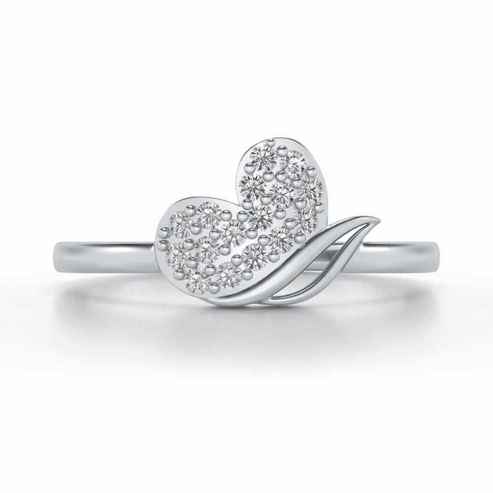 Love Leaf Silver Ring - White Gold - Image 4