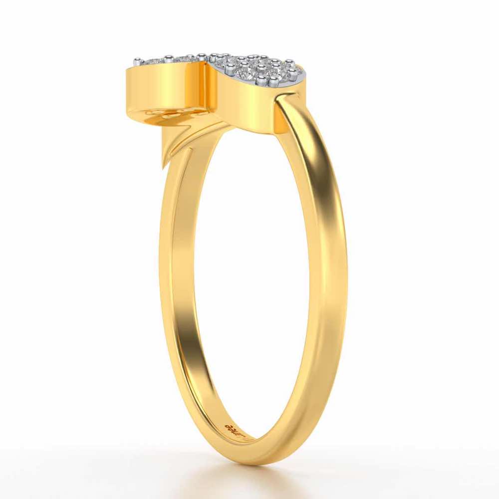 Love Leaf Silver Ring - Yellow Gold - Image 3