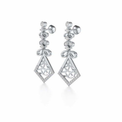 Love Sign Drops Earrings - White Gold - Image 3