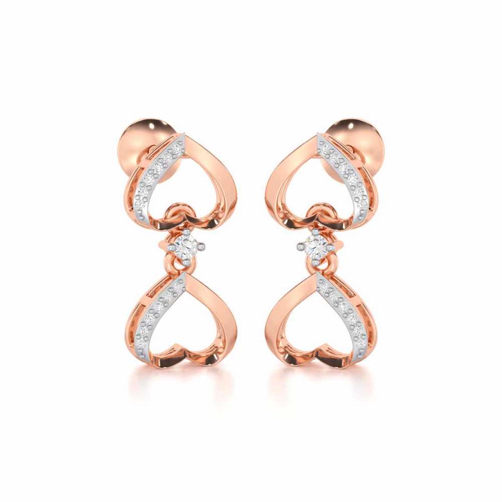 Love Tassel Silver Earrings - Rose Gold - Image 2