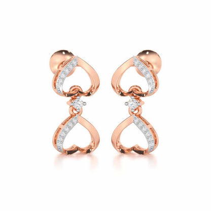 Love Tassel Silver Earrings - Rose Gold - Image 2