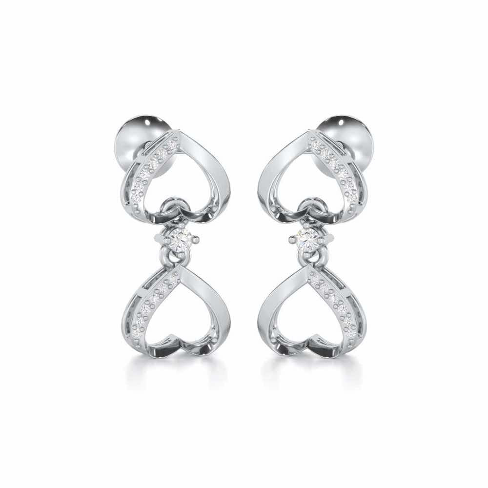 Love Tassel Silver Earrings - White Gold - Image 2