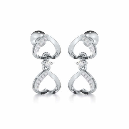 Love Tassel Silver Earrings - White Gold - Image 2
