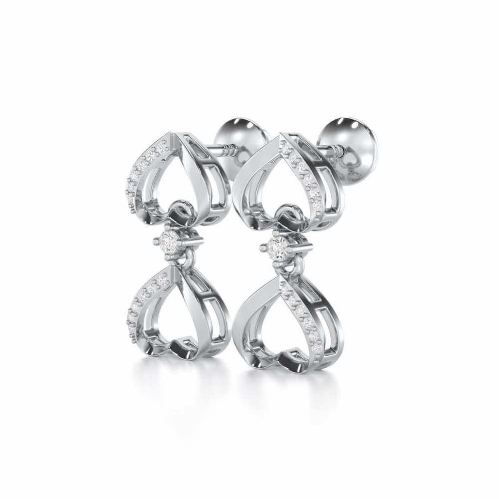 Love Tassel Silver Earrings - White Gold - Image 3