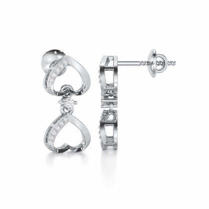 Love Tassel Silver Earrings - White Gold - Image 4