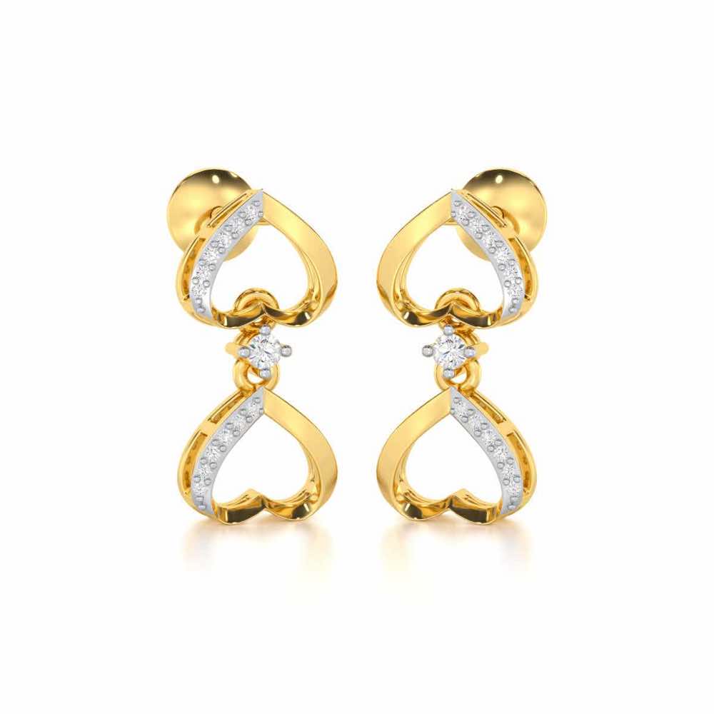 Love Tassel Silver Earrings - Yellow Gold - Image 2