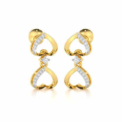 Love Tassel Silver Earrings - Yellow Gold - Image 2