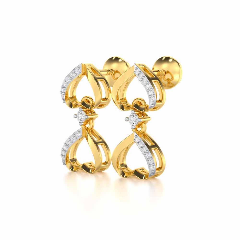 Love Tassel Silver Earrings - Yellow Gold - Image 3