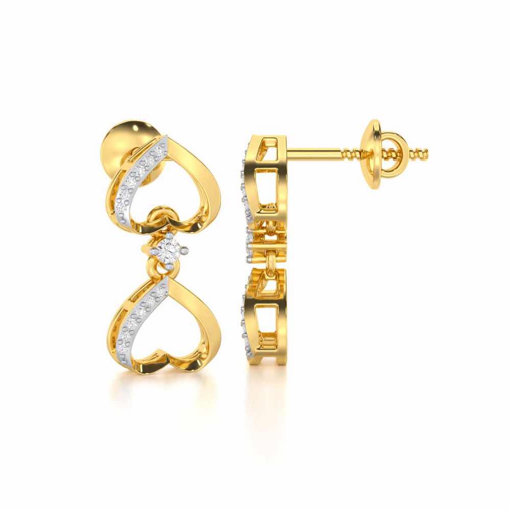 Love Tassel Silver Earrings - Yellow Gold - Image 4