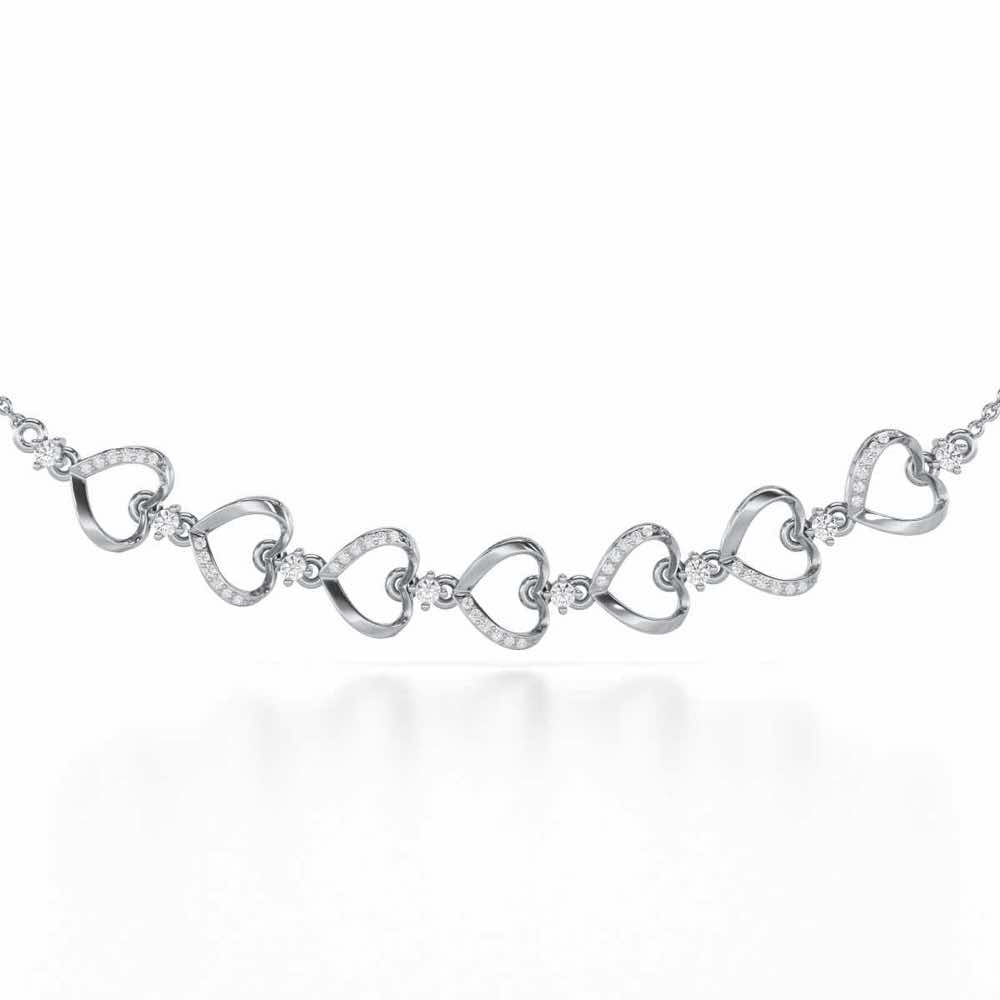 Love Tassel Silver Necklace - White Gold - Image 1