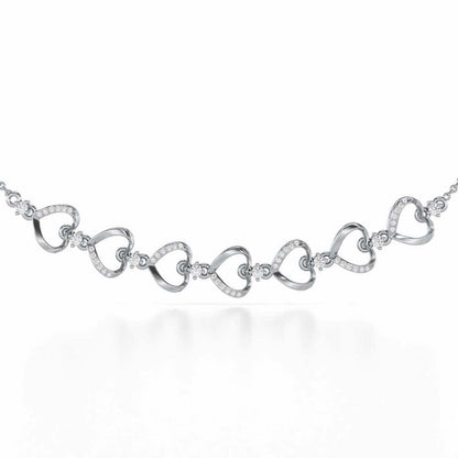 Love Tassel Silver Necklace - White Gold - Image 1