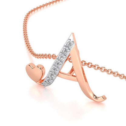 Lovely A Silver Pendant - Rose Gold - Image 1