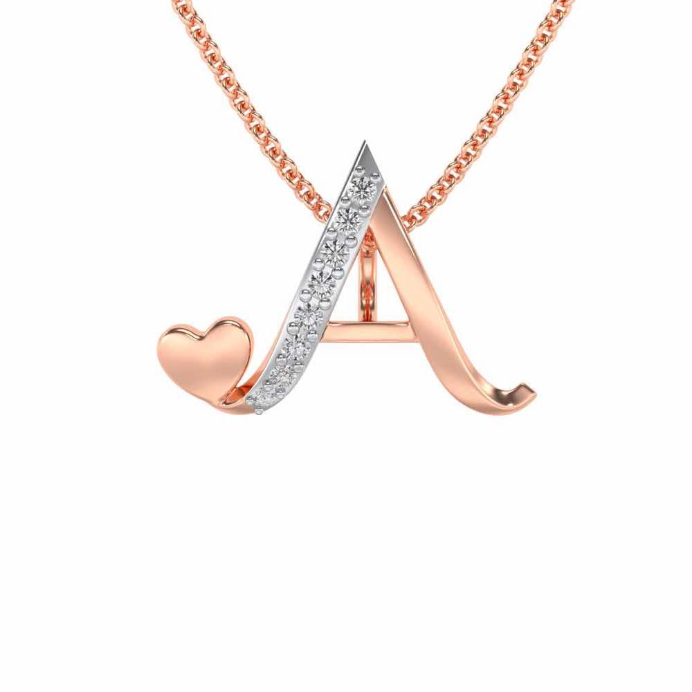 Lovely A Silver Pendant - Rose Gold - Image 2