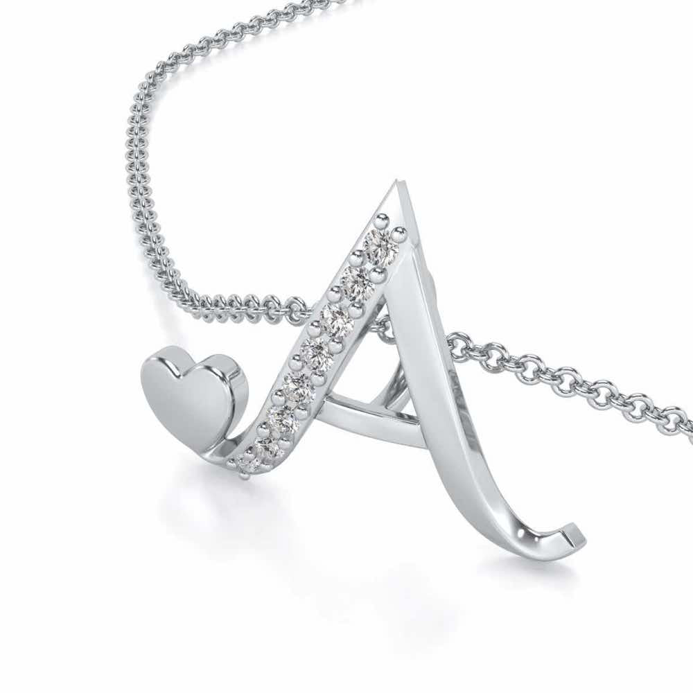 Lovely A Silver Pendant - White Gold - Image 1