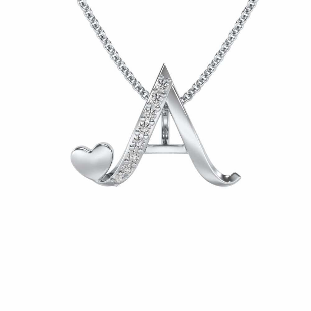 Lovely A Silver Pendant - White Gold - Image 2