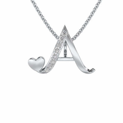 Lovely A Silver Pendant - White Gold - Image 2