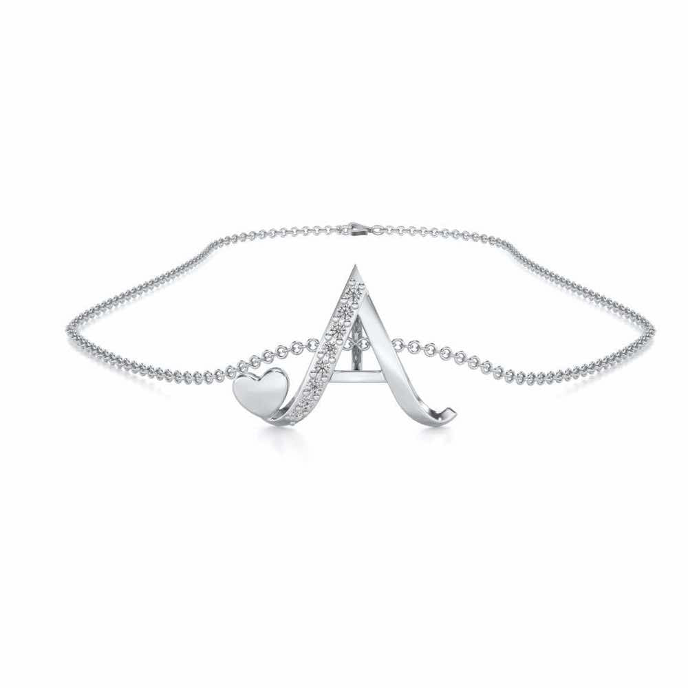 Lovely A Silver Pendant - White Gold - Image 3