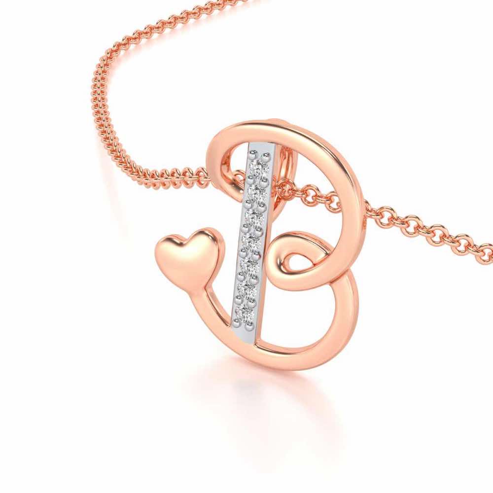 Lovely B Silver Pendant - Rose Gold - Image 2
