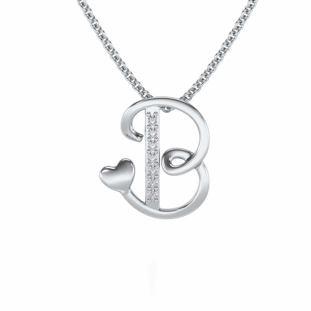 Lovely B Silver Pendant - White Gold - Image 1