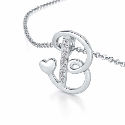 Lovely B Silver Pendant - White Gold - Image 2