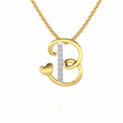 Lovely B Silver Pendant - Yellow Gold - Image 1