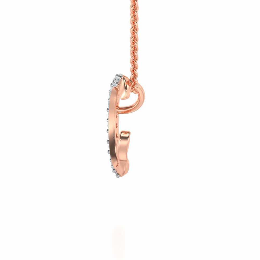 Lovely C Silver Pendant - Rose Gold - Image 3