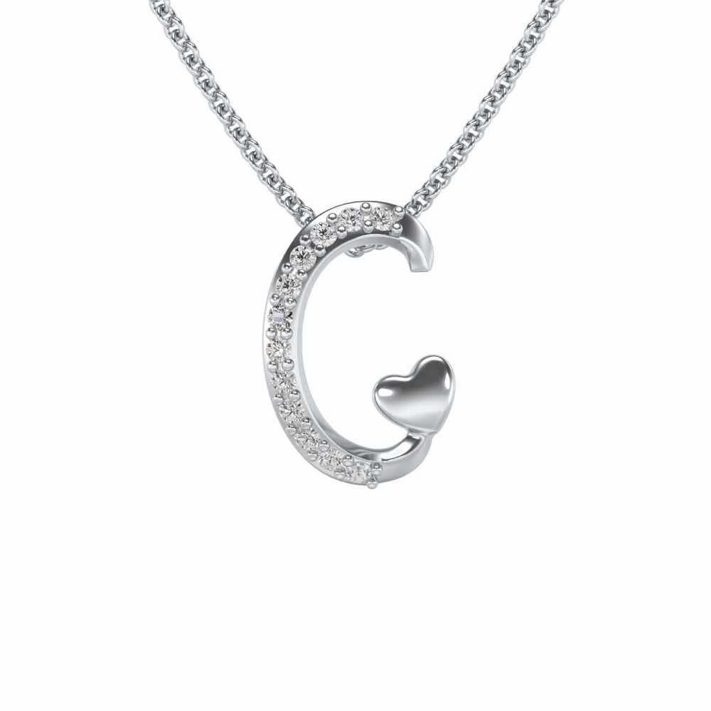 Lovely C Silver Pendant - White Gold - Image 1