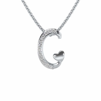 Lovely C Silver Pendant - White Gold - Image 1