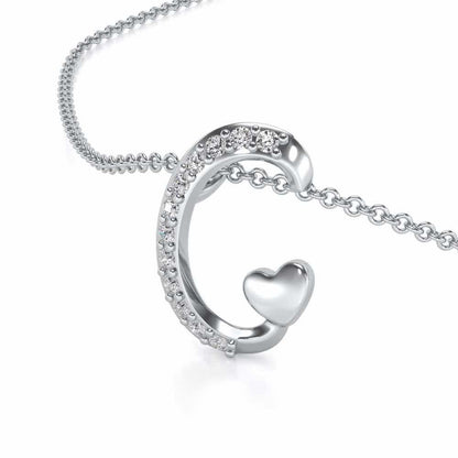 Lovely C Silver Pendant - White Gold - Image 2