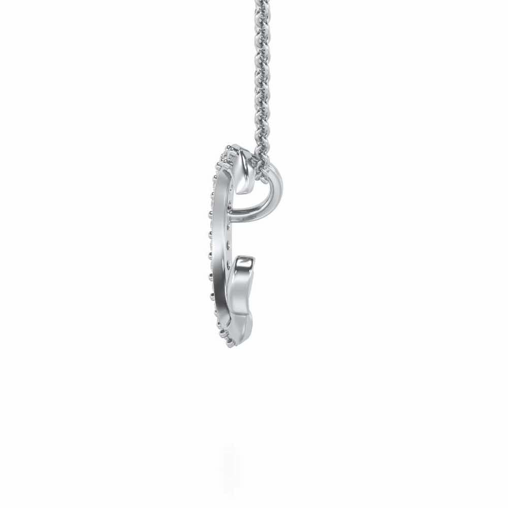 Lovely C Silver Pendant - White Gold - Image 3