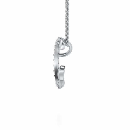 Lovely C Silver Pendant - White Gold - Image 3