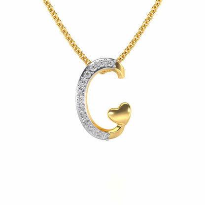 Lovely C Silver Pendant - Yellow Gold - Image 1