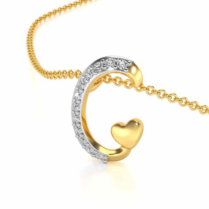 Lovely C Silver Pendant - Yellow Gold - Image 2