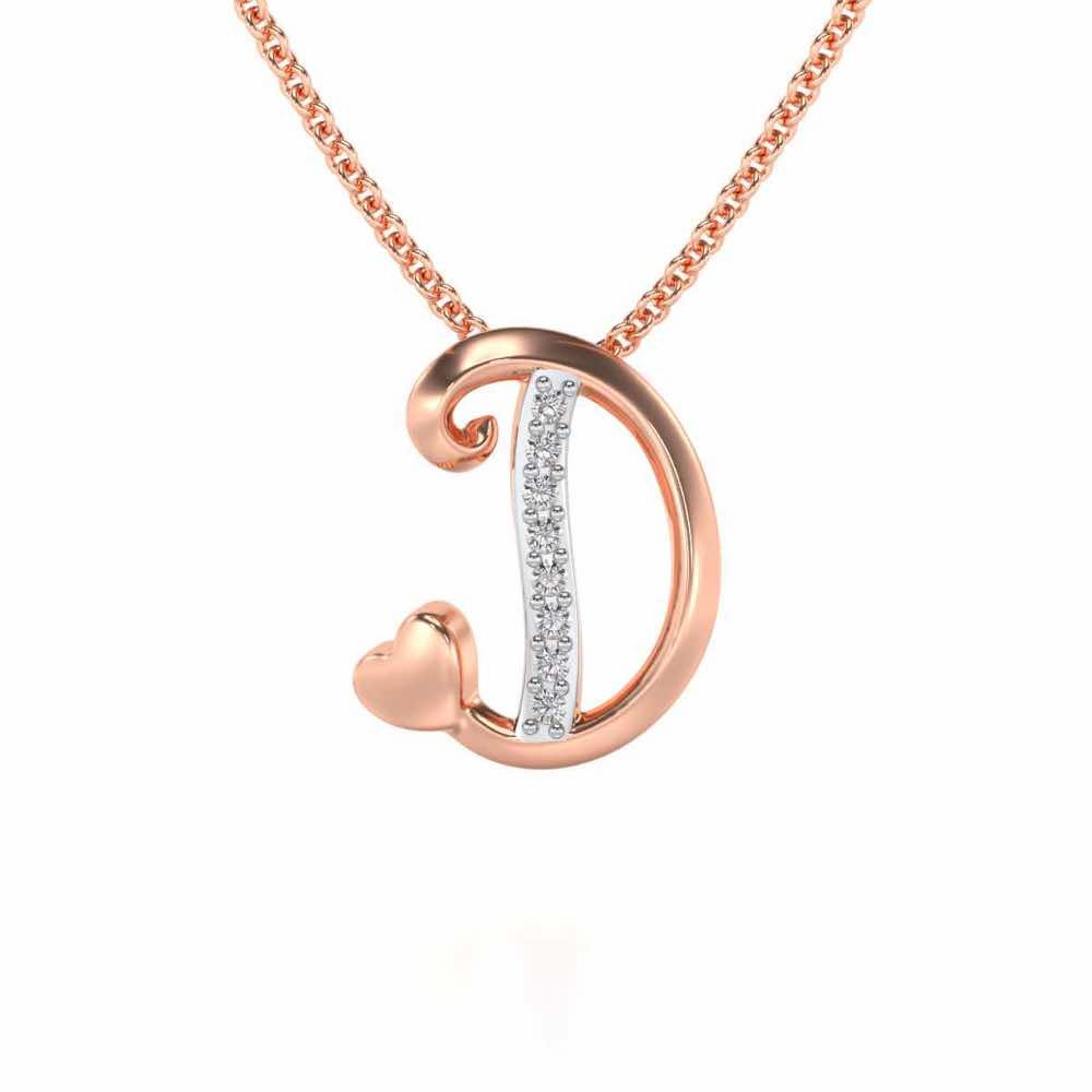 Lovely D Silver Pendant - Rose Gold - Image 1